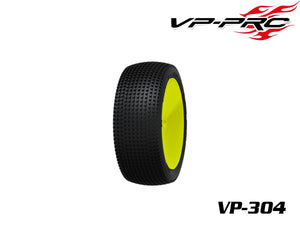 VP-PRO 1:10 TURBO TRAX EVO - 4WD FRONT - SUPER SOFT - PRE-MOUNTED - YELLOW -2PCS (DIRT TYRE)